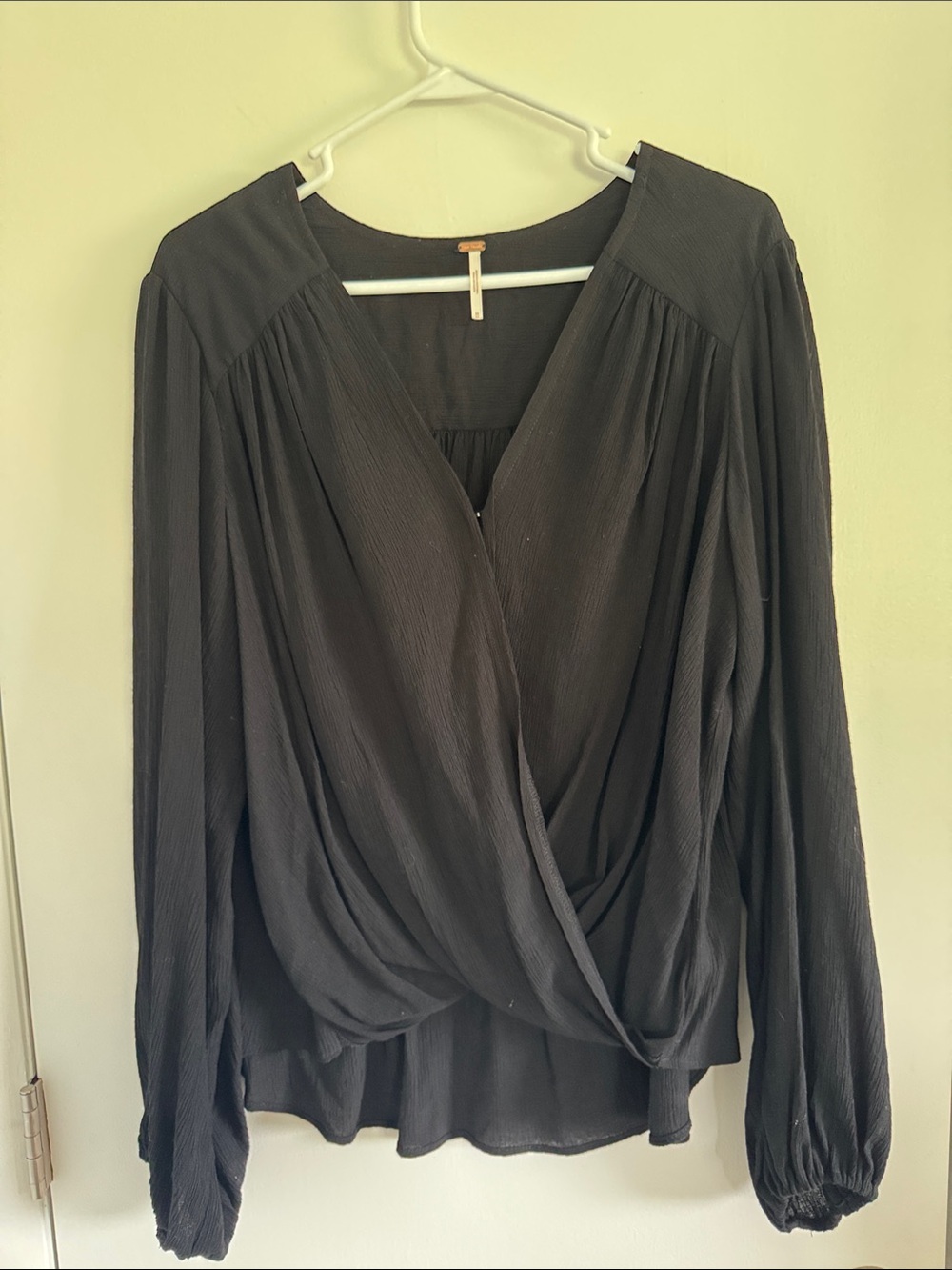 Free People Black Draped Blouse